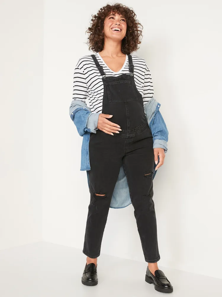 Salopette droite en denim à de maternité