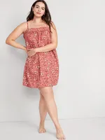 Floral Smocked Mini Cami Swing Nightgown
