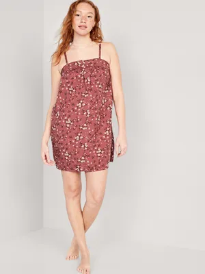 Floral Smocked Mini Cami Swing Nightgown