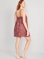 Floral Smocked Mini Cami Swing Nightgown