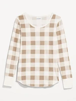 Printed Waffle Pajama Top for Women