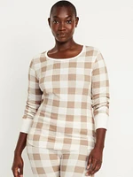Printed Waffle Pajama Top for Women