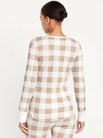 Printed Waffle Pajama Top for Women