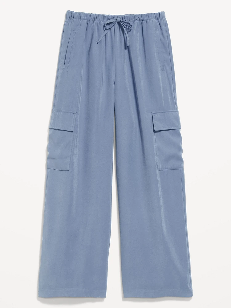 Extra High-Waisted Drapey Cargo Super Wide-Leg Pants