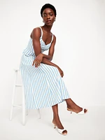 Fit & Flare Sleeveless Linen-Blend Midi Dress