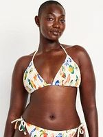Textured Triangle String Bikini Swim Top
