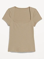 Ribbed Square-Neck T-Shirt