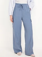 Extra High-Waisted Drapey Cargo Super Wide-Leg Pants