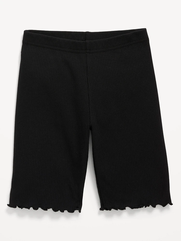Long Ribbed Lettuce-Edge Biker Shorts for Girls