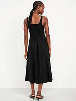 Fit & Flare Sleeveless Linen-Blend Midi Dress