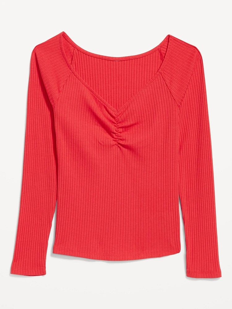 Cinched Rib-Knit Top
