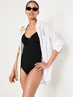 Textured One-Piece Balconette Swimsuit