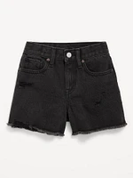 High-Waisted Frayed-Hem Jean Shorts for Girls
