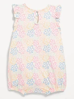 Sleeveless Printed Logo-Graphic One-Piece Romper for Baby