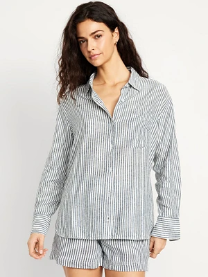 Button-Down Linen-Blend Shirt