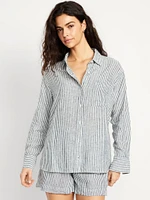 Button-Down Linen-Blend Shirt