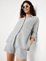 Button-Down Linen-Blend Shirt
