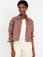 Canvas Crop Utility Jacket