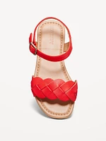 Faux-Leather Braided Sandals for Girls