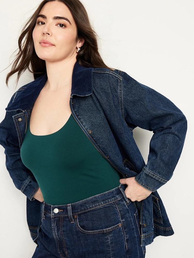 Double-Layer Scoop-Neck Bodysuit