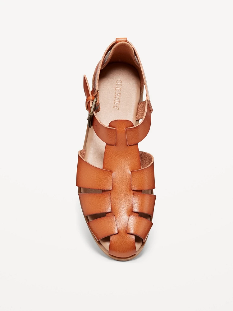 Faux-Leather Fisherman Sandals