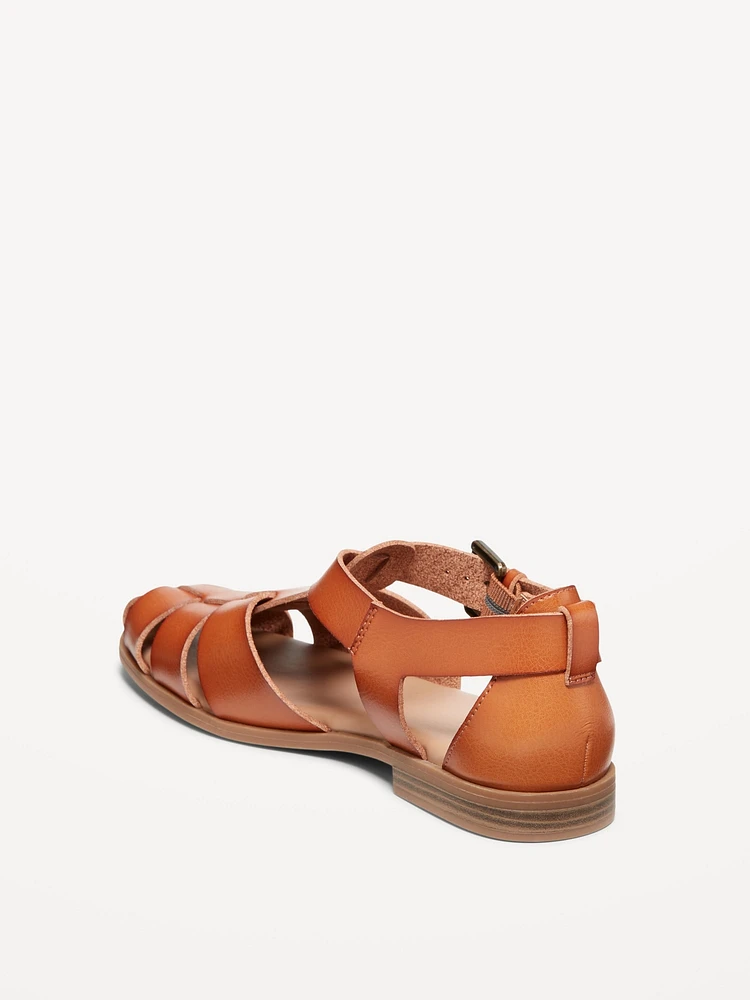 Faux-Leather Fisherman Sandals