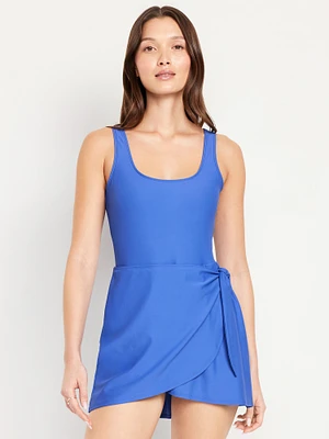 Matte Side-Tie Swim Dress