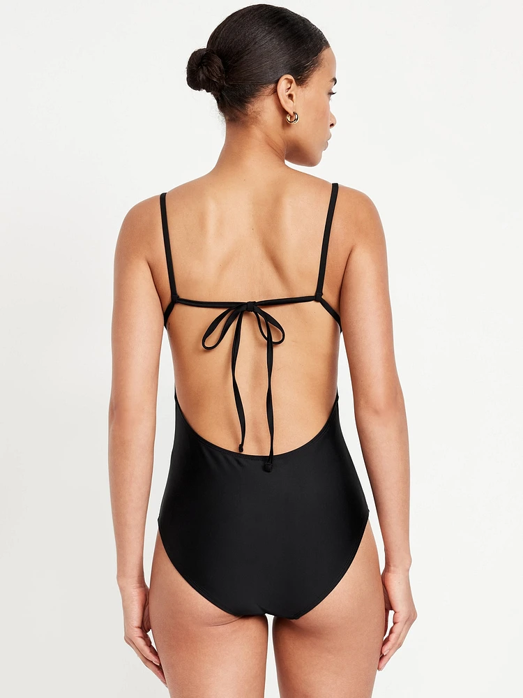 Matte Cutout Back One-Piece Swimsuit