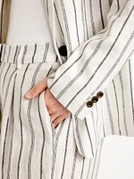Taylor Fitted Linen-Blend Suit Blazer