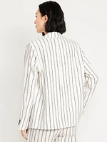 Taylor Fitted Linen-Blend Suit Blazer