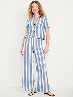 High-Waisted Crinkle Gauze Super Wide-Leg Pants