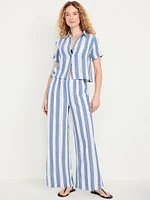 High-Waisted Crinkle Gauze Super Wide-Leg Pants
