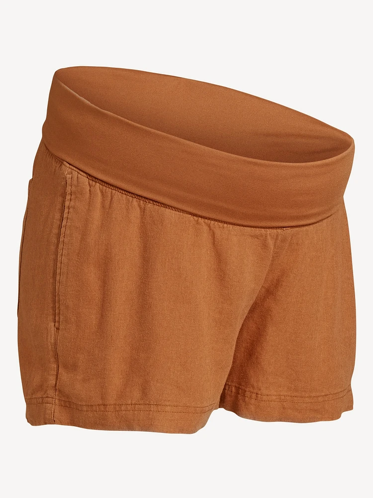 Short en mélange de lin maternité, entrejambe 9 cm