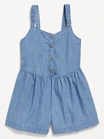 Sleeveless Button-Front Romper for Girls