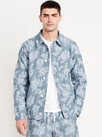 Textured Floral Shirt Jacket