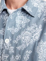 Textured Floral Shirt Jacket