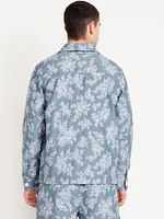 Textured Floral Shirt Jacket