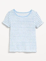 Printed Short-Sleeve Smocked Top for Girls