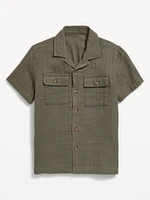 Short-Sleeve Double-Weave Pocket Shirt for Boys