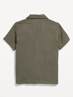Short-Sleeve Double-Weave Pocket Shirt for Boys