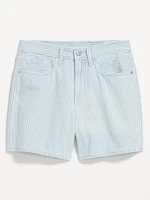 High-Waisted Striped Baggy Shorts -- 5-inch inseam