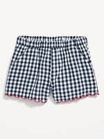 Printed Double-Weave Scallop-Trim Shorts for Girls