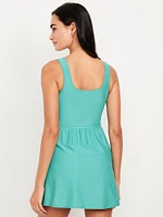Matte Side-Tie Swim Dress