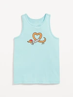 Fitted Back Cutout Graphic Tank Top for Girls