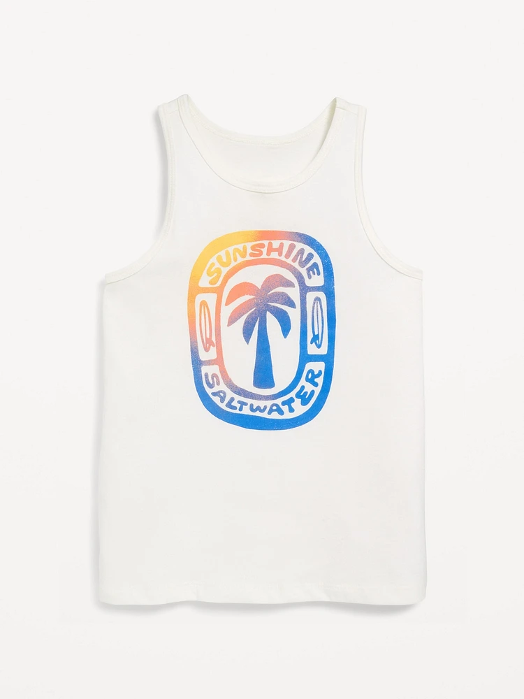Fitted Back Cutout Graphic Tank Top for Girls