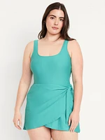 Matte Side-Tie Swim Dress