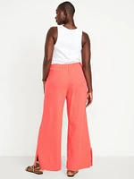 High-Waisted Crinkle Gauze Super Wide-Leg Pants