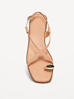 Faux Leather Strappy Toe Ring Sandals