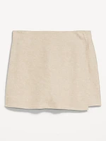 High-Waisted Linen-Blend Mini Skort