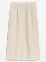 Mid-Rise Linen-Blend Midi Skirt